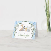 Boy Blue Rose Safari Baby Dusche Danke Karte