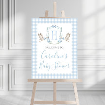 Boy Blue Stork Baby Dusche Preppy Southern