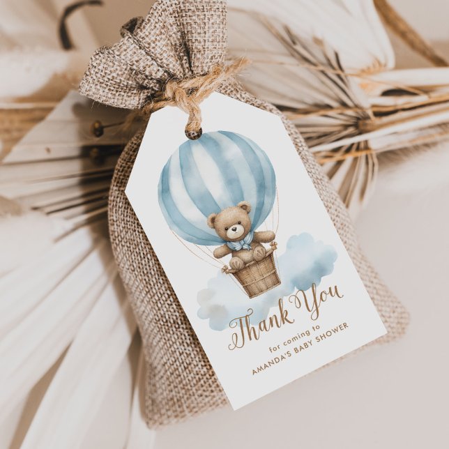 Boy Blue Teddy Bear Moon Baby Shower Favor Geschenkanhänger (Von Creator hochgeladen)