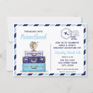 Boy Blue Travel Baby Dusche Einladung