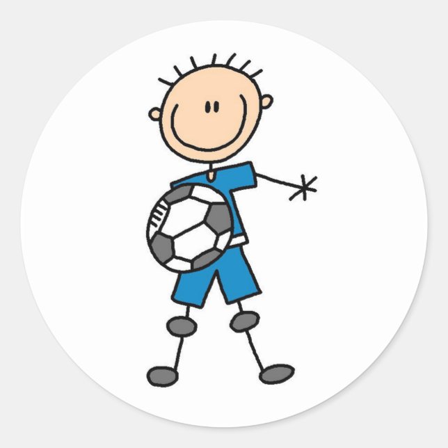 Boy Blue Uniform Soccer Runder Aufkleber (Vorderseite)