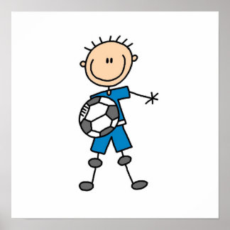 Boy Blue Uniform Strichmännchen Soccer Player Gesc Poster