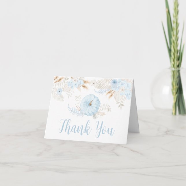 Boy Boho Pumpkin Baby Shower Dankeskarte (Vorderseite)