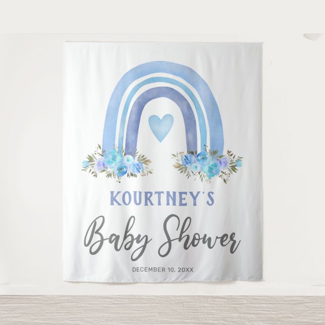 Boy Boho Rainbow Baby Shower Wandteppich (Vorderseite)