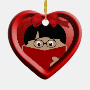 Boy Book Lover Kinder Herzstück 1 Keramikornament