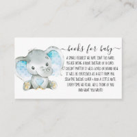 Boy Book Request for Baby Shower Niedlich Elephant