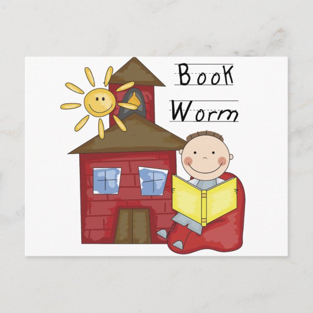 Boy Book Worm Tshirts und Geschenke Postkarte (Vorderseite)
