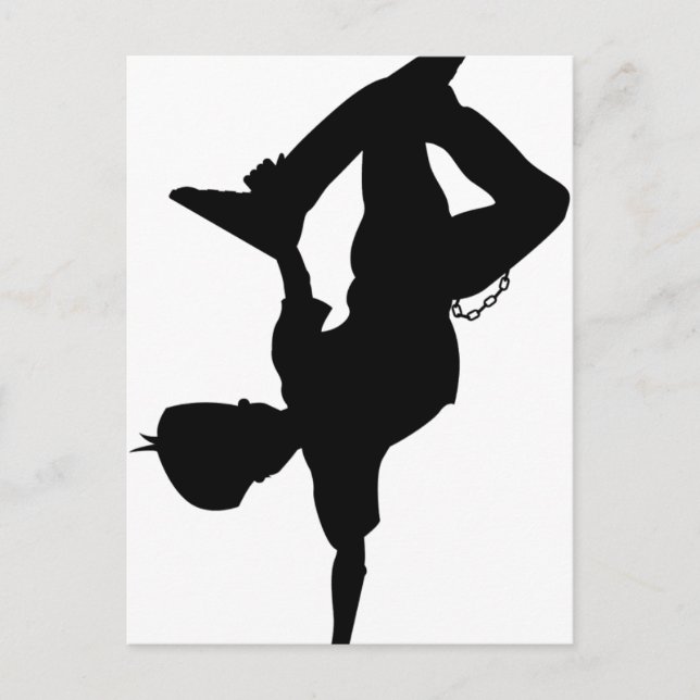 Boy Break Dancer Silhouette Postcard Postkarte (Vorderseite)