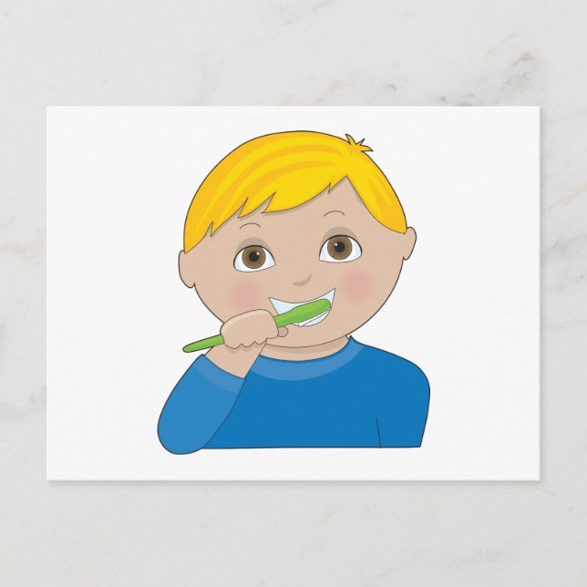 Boy Brushing Teeth Postkarte (Vorderseite)