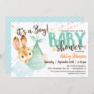 Boy Bunny Baby Shower Einladung