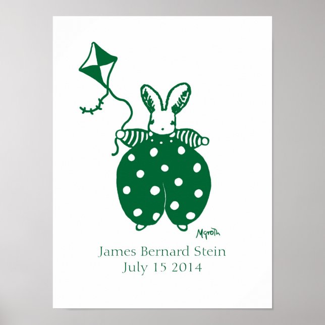 Boy Bunny in einem grünen Geburtstagsposter Poster (Vorne)