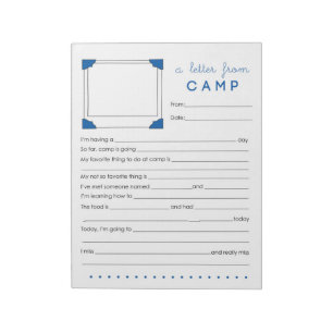 Boy Camp Stationery Letter aus Camp Notizblock