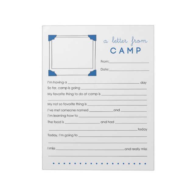 Boy Camp Stationery Letter aus Camp Notizblock (Rotiert)