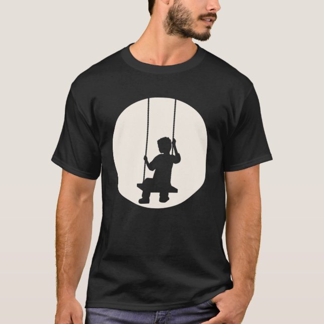 Boy Child Swing Sad Set Seat Moon Swinging Sun Nig T-Shirt (Vorderseite)