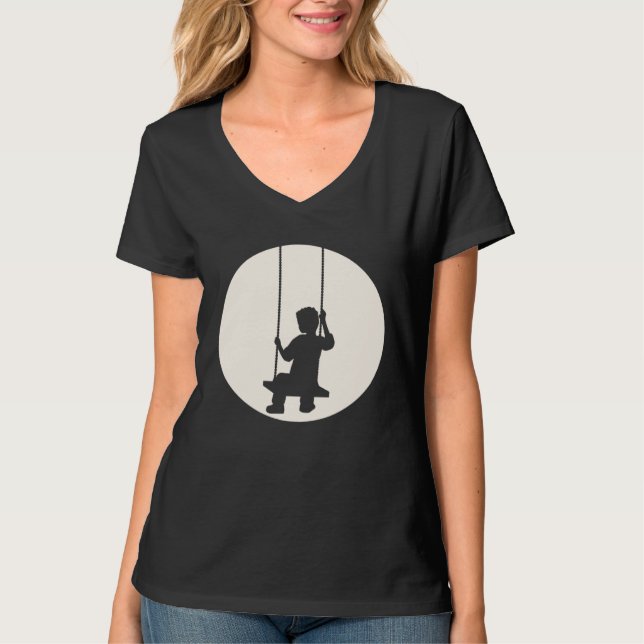 Boy Child Swing Sad Set Seat Moon Swinging Sun Nig T-Shirt (Vorderseite)