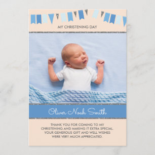 Boy Christening/Taufe Vielen Dank Karte