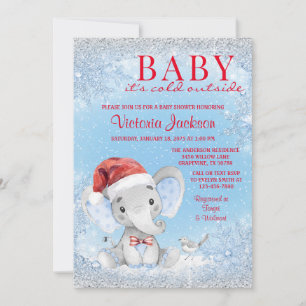 Boy Christmas Elephant Baby Shower Einladung