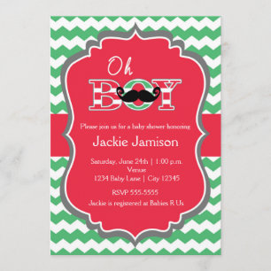 Boy Christmas Holiday Red Baby Dusche Einladung