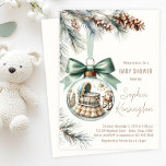Boy Christmas Tree Ornament Winter Baby Shower Einladung<br><div class="desc">Herzlich willkommen in Ihrer Familie mit dieser eleganten Baby-Dusche zum Winterthema. Dieses einzigartige Design besticht durch eine reizvolle Kinderstube in einem strahlenden Urlaubsornament, das mit sanften grünen Tönen, Kiefernzapfen und zarten Winterzweigen geschmückt ist. Ein wunderschönes grünes Band ergänzt die Touch und lädt während der Wintersaison zu einer Babydusche ein. 🌟...</div>