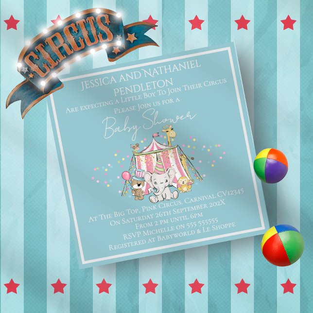 Boy Circus Baby Shower Invitation Einladung (Von Creator hochgeladen)