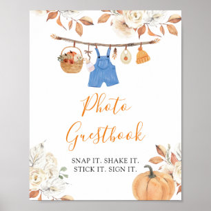 Boy Clothes Pumpkin Baby Dusche Foto Gästebuch