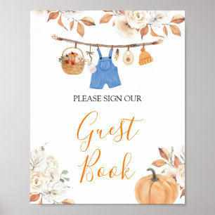 Boy Clothes Pumpkin Fall Baby Shower Gästebuch