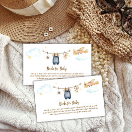 Boy Clothesline Airplane Books For Baby Shower Begleitkarte