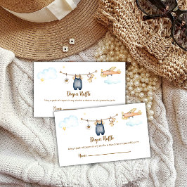 Boy Clothesline Airplane Diaper Raffle Baby Shower Begleitkarte