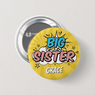 Boy Comic Book Superhero Kinderdusche Big Sister Button