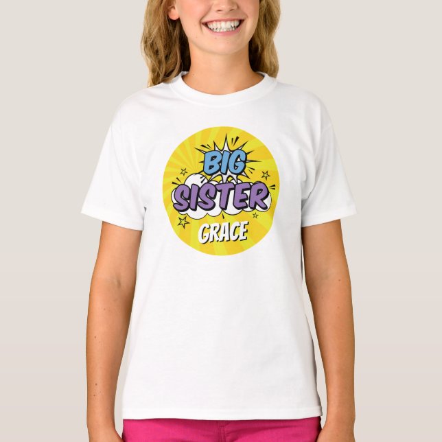 Boy Comic Book Superhero Kinderdusche Big Sister T-Shirt (Vorderseite)