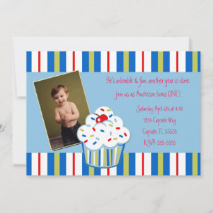 Boy Confetti Cupcake Einladung