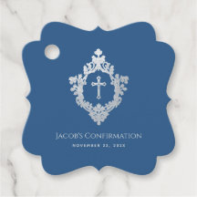 Boy Confirmation Classic Blue Vintag Cross Wappen