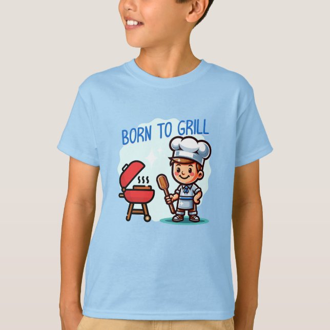 Boy cooking Born to grill T-Shirt (Vorderseite)
