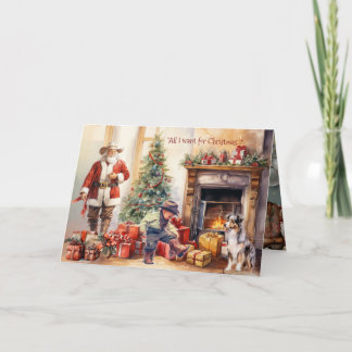 Boy Cowboy Boots for Christmas Christmas Card Feiertagskarte