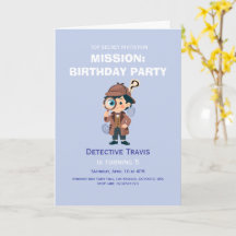 Boy Cute Detective Birthday Folded Greeting Card