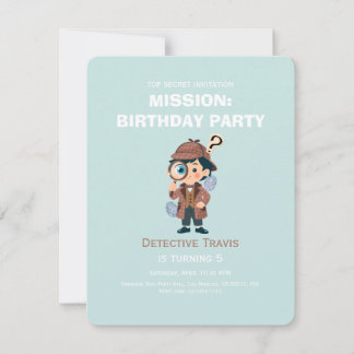 Boy Cute Detective Birthday Invitation Einladung