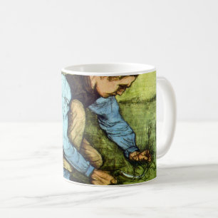 Boy Cutting Grass with Sickle von Vincent van Gogh Kaffeetasse