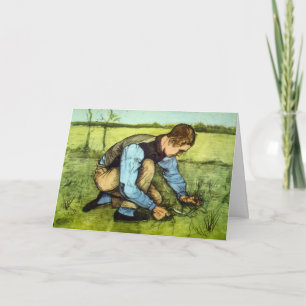 Boy Cutting Grass with Sickle von Vincent van Gogh Karte