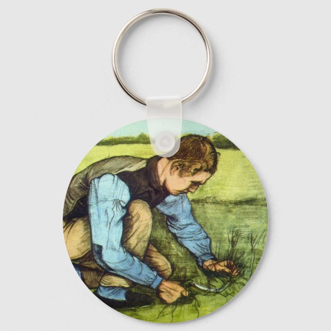 Boy Cutting Grass with Sickle von Vincent van Gogh Schlüsselanhänger (Vorderseite)