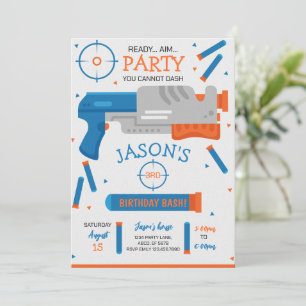Boy Dart Gun War Birthday Party Einladung