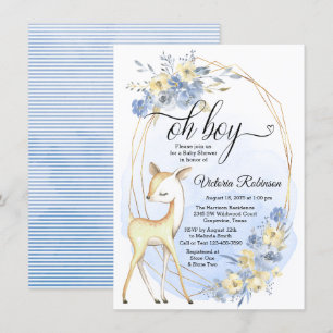 Boy Deer Watercolor Oh Boy Baby Dusche Einladung