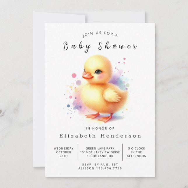 Boy Digital Duck Baby Duck Einladung (Vorderseite)