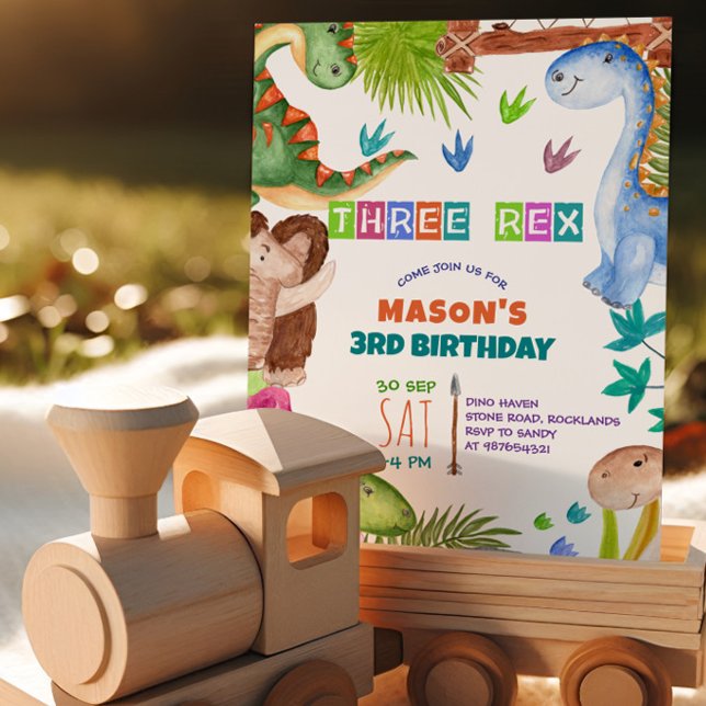 Boy Dinosaur 3rd Birthday Invitation Einladung (Von Creator hochgeladen)