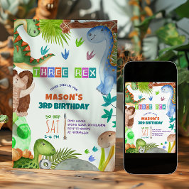 Boy Dinosaur 3rd Birthday Invitation Einladung