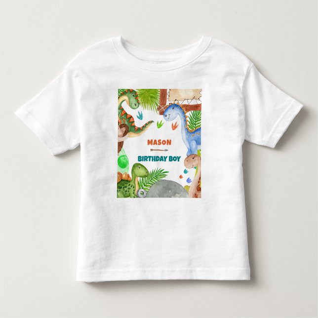 Boy Dinosaur 3rd Birthday Invitation Kleinkind T-shirt (Vorderseite)