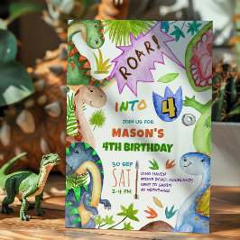 Boy Dinosaur 4th Birthday Invitation Einladung