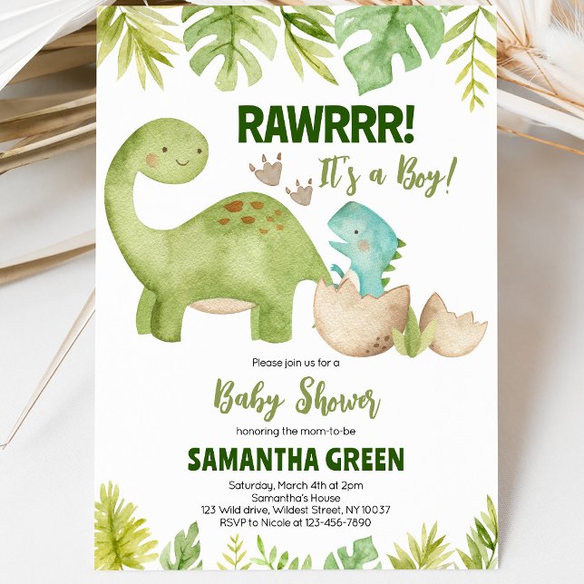 Boy Dinosaur Baby Dusche Einladung (Von Creator hochgeladen)