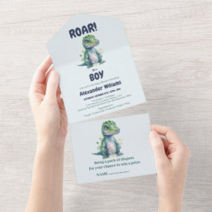 Boy Dinosaur Baby Dusche Einladung