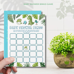 Boy Dinosaur Baby Shower Bingo Game - Eröffnung ei Einladung