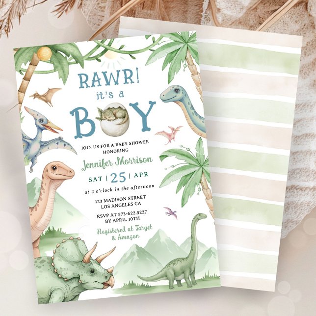Boy Dinosaur Baby Shower Invitation  Einladung (Von Creator hochgeladen)